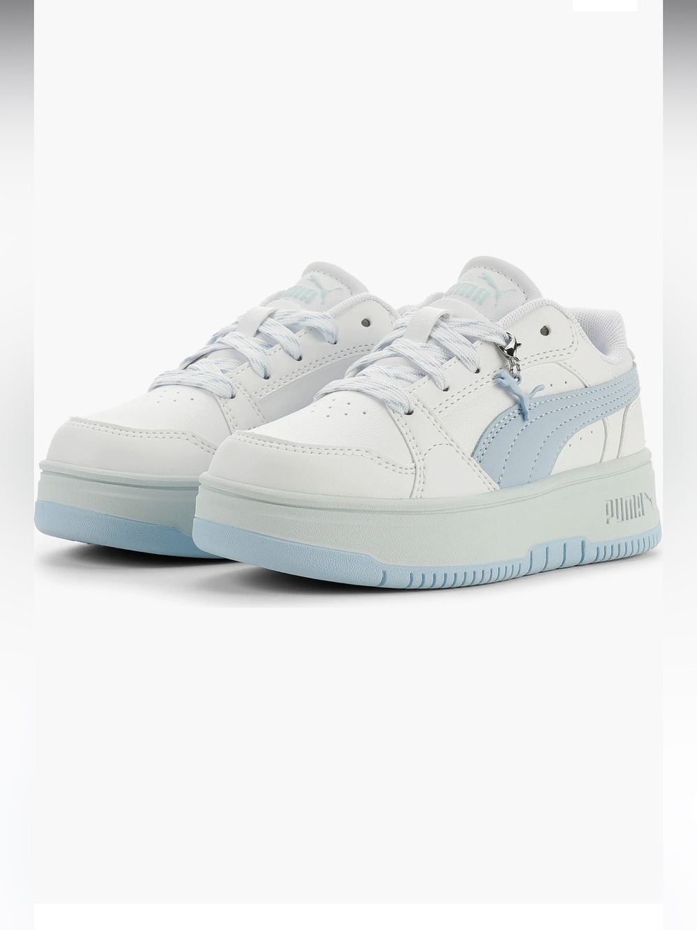 Puma Kids' Rebound Femme Low Top Sneaker Charms light blue Size 2